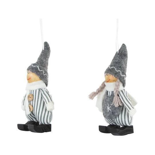 5.5" Gray & White Plush Twin Christmas Ornament Set